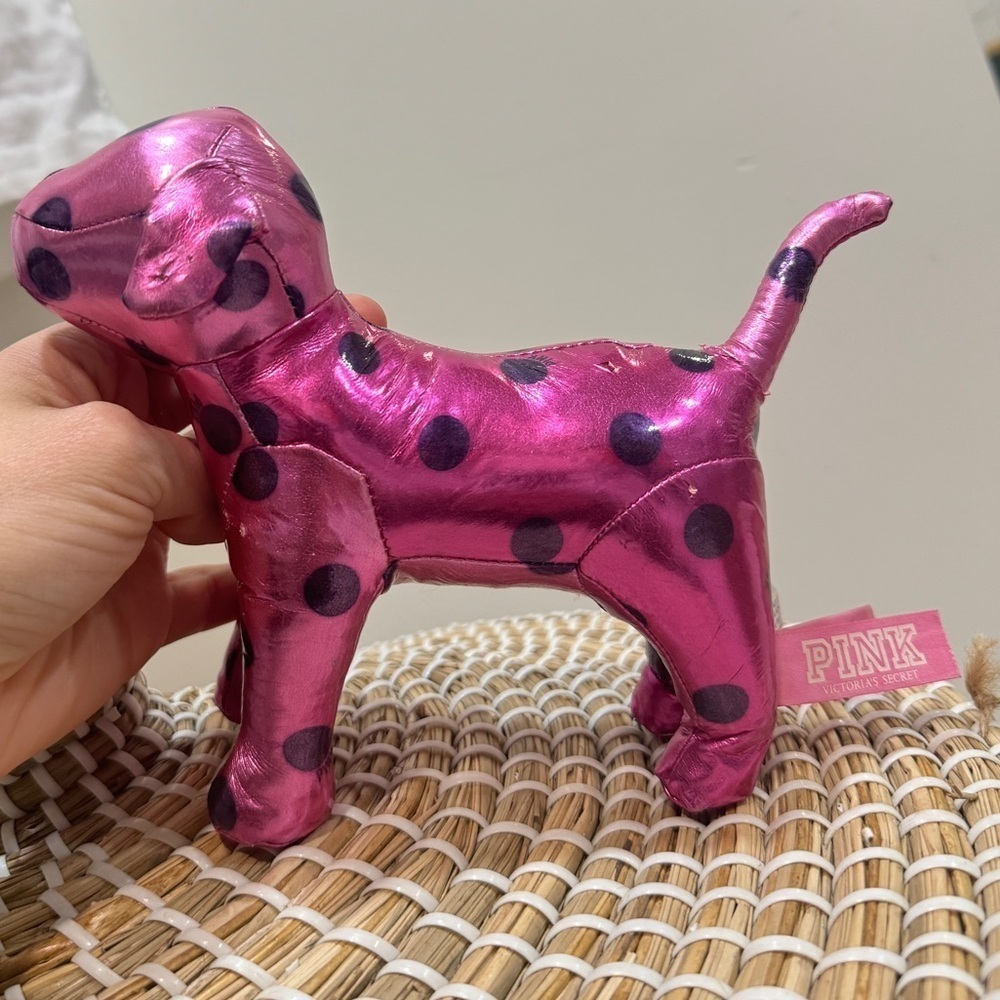 2012 PINK Victoria’s Secret dog puppy metallic shiny polka dots barbie pink - Picture 10 of 11